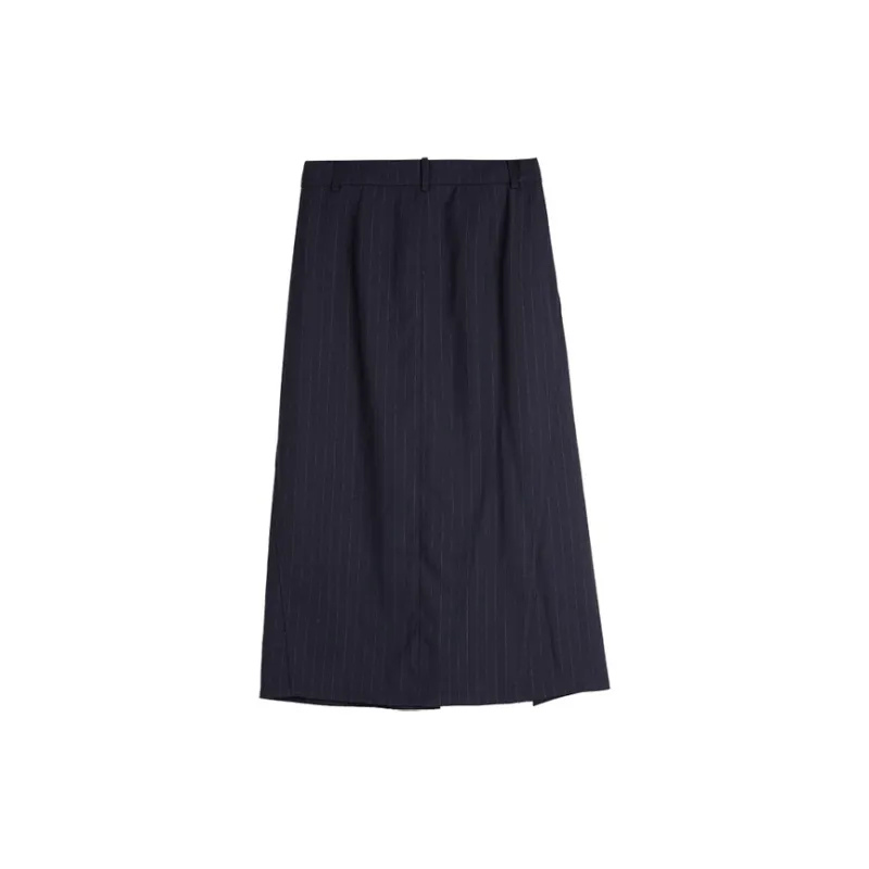 ELLE Casual Long Skirts Women's Navy Blue-1
