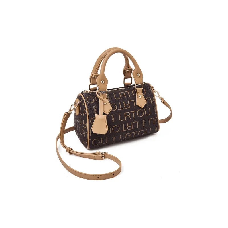 Old Man's Head Synthetic Leather One Shoulder Handbags Women's Coffee-2