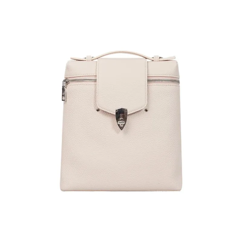 WANACCESSORY Cow Leather Backpack Large Size Women's Almond Pink/Ebony Brown-0