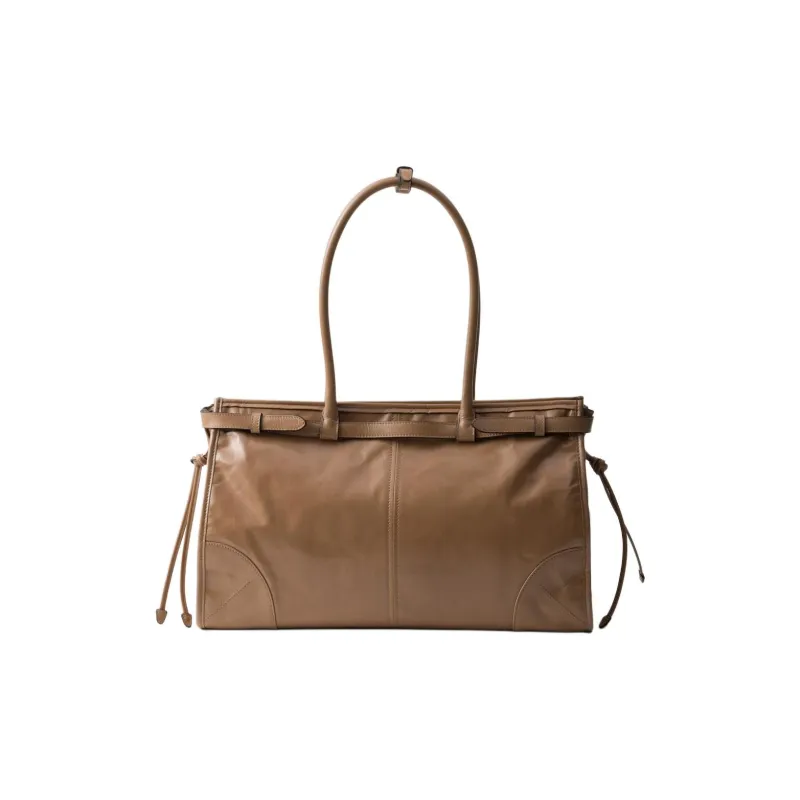 PRADA Leather Shoulder Bag, Crossbody Bag, Handbag Tubas Women's Brown-3
