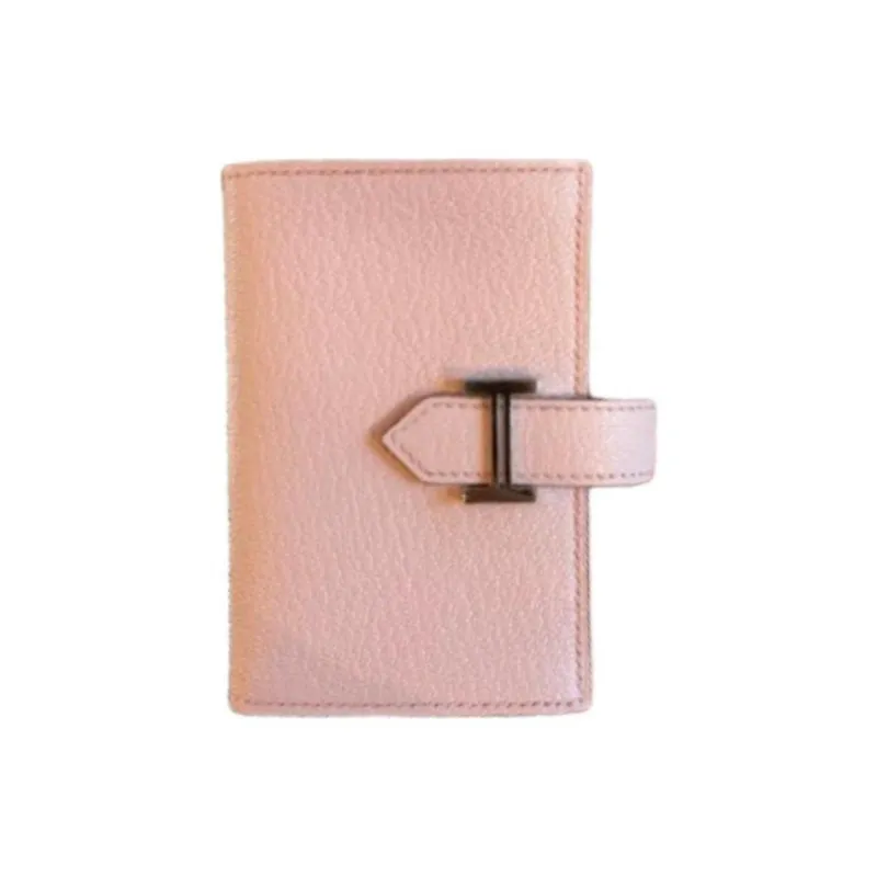 HERMES Bearn Mysore Goat Skin Wallet Mini Women's M7 Love Pink-4