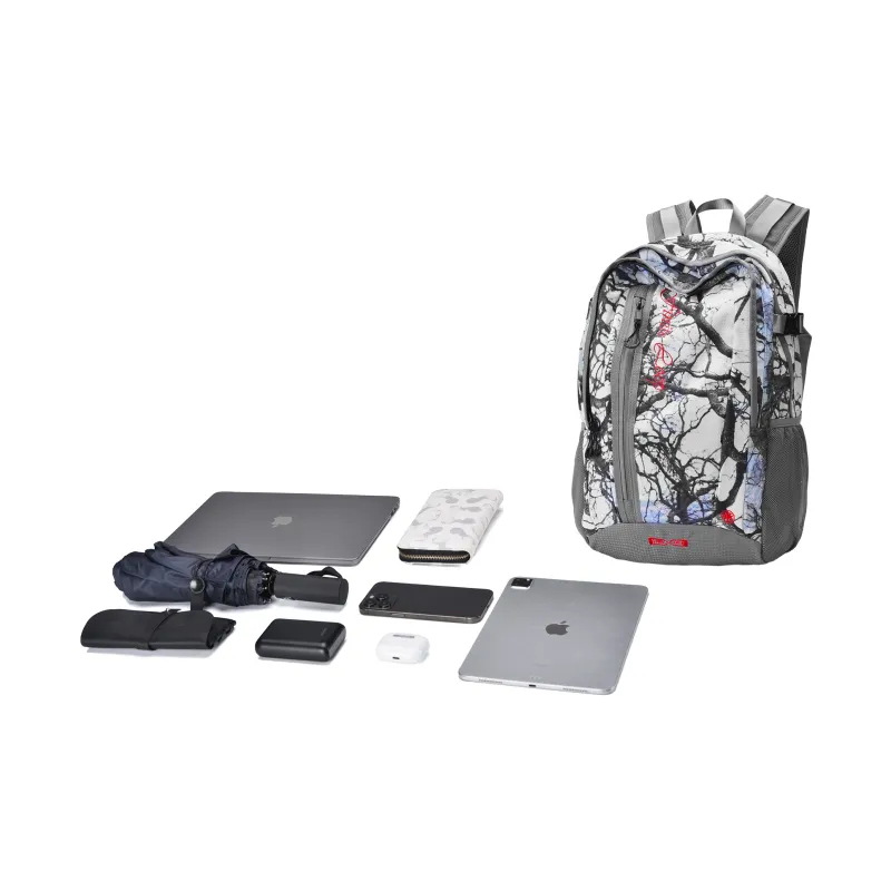 FINITE LOOP Recycled Material Students Backpack Unisex Gray-4