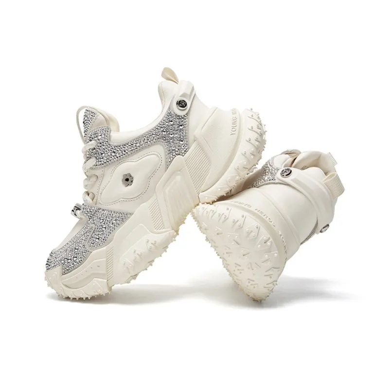 CHERYKALLY Cushioning Anti-Slip And Wear-Resistant Height Increasing Low-Top Chunky Sneakers Women's-3