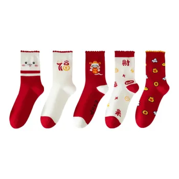 Pretty Lady Mid Calf Socks Unisex 5 Pack