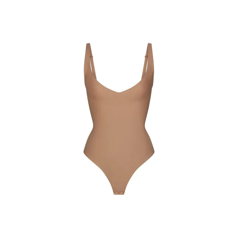 SKIMS FW24 BODY CORE SCULPT PLUNGE THONG BODYSUIT Shapewear Women's SIENNA/Ochre Stone Color-0