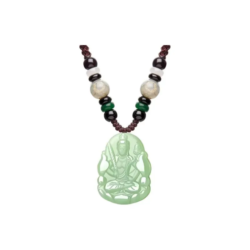 QIANCHANG Necklaces Green Jade Unisex-4