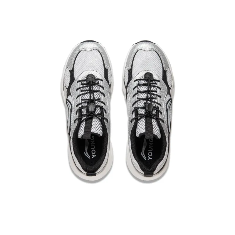 LINING YOUNG Wear Resistant Low Top Kids Lifestyle Shoes Silver Kids'-3