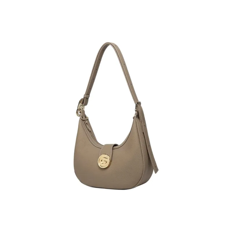 GELANNI Cow Leather Shoulder Bag Regular Women's Ecru/Black/Brown-9