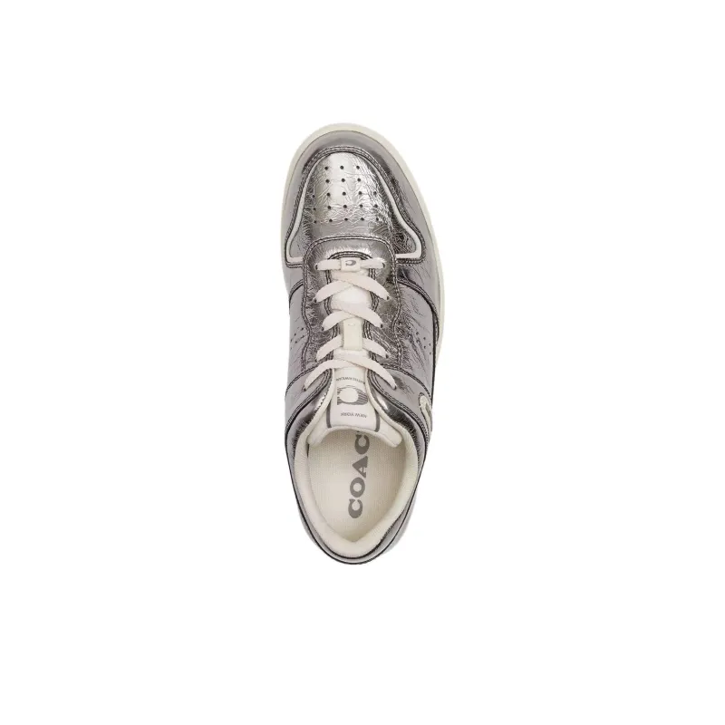 COACH C201 Low Top Skateboard Shoes Women's Silver-8