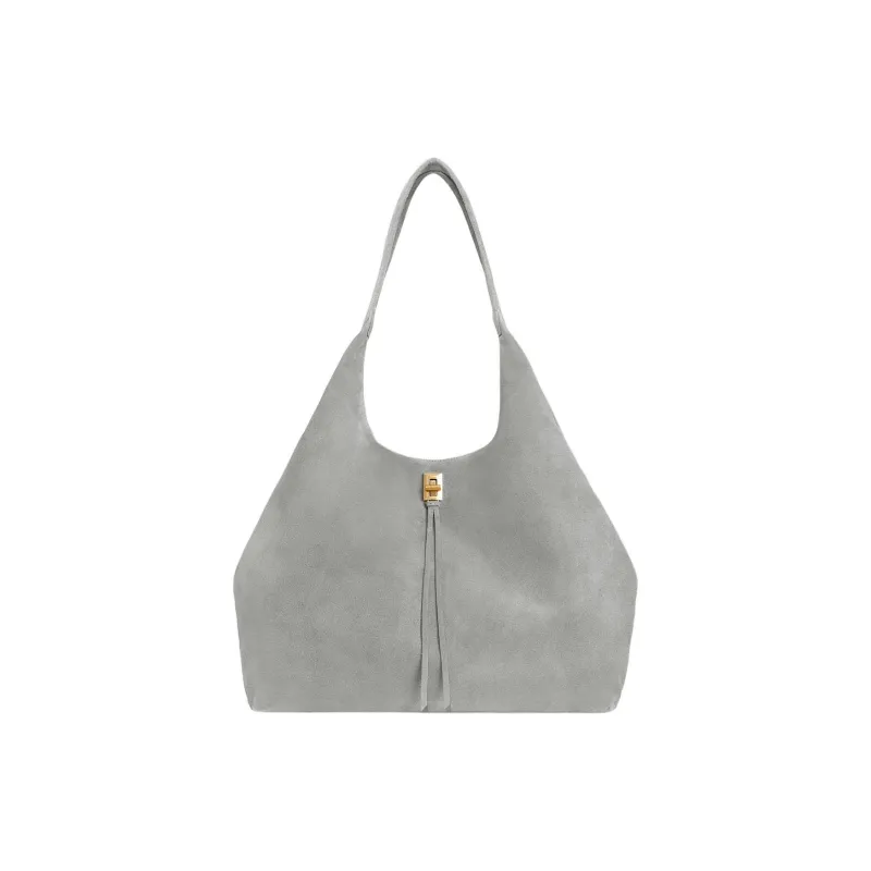 REBECCA MINKOFF Suede Leather Tote Bag Shopping Bag Handbag Shoulder Bag Women's Gray-0