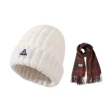 White Hats & Caps+Brown Scarf