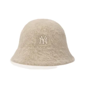 MLB Rabbit Fur Bucket Hats Unisex Light Beige