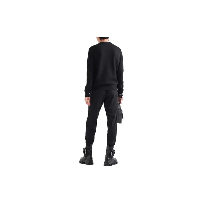 PRADA Logo Embroidered Crewneck Knit Sweater-3