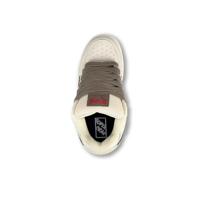 LuzaoT SUPER DRAG Puffy Shoes Durable Breathable Low Top Skateboard Shoes Unisex Milk Coffee-3