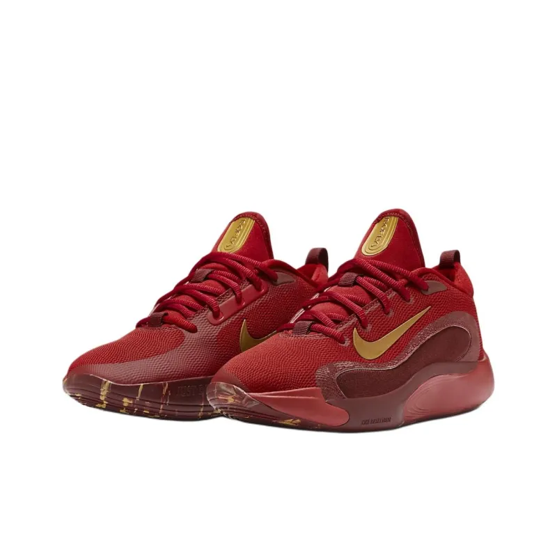Nike ISOFLY Slip Resistant Shock Absorbers Low Top Children's Basketball Shoes Red Unisex-2