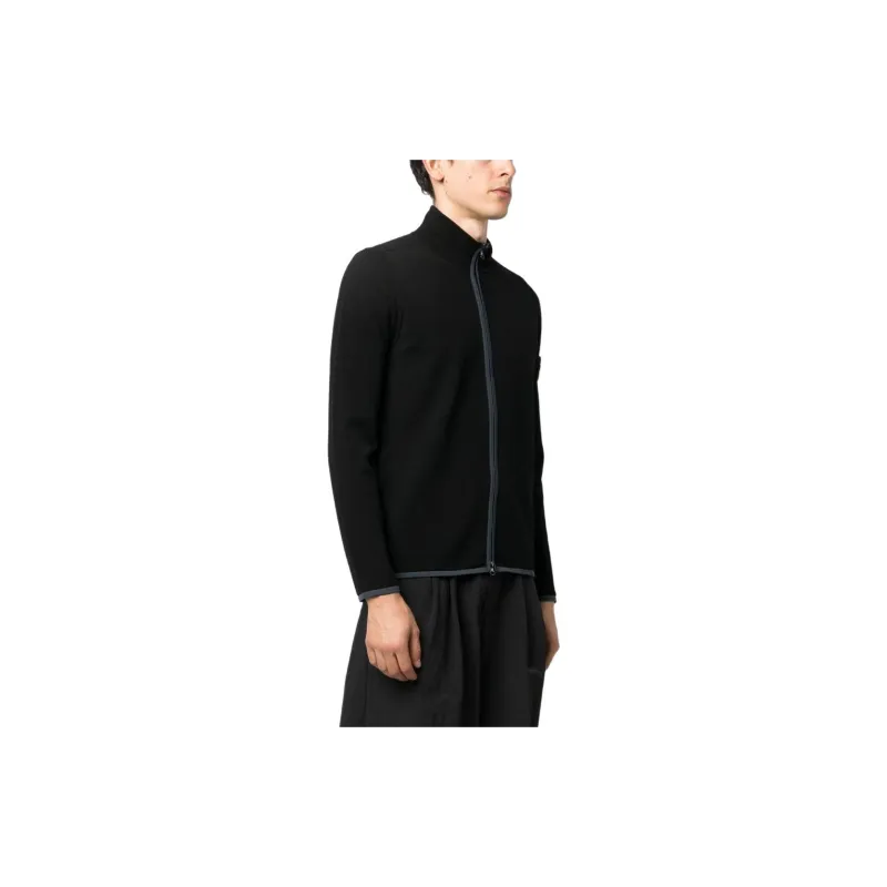 STONE ISLAND Compass Patch High Neck Zipped Cardigan-3