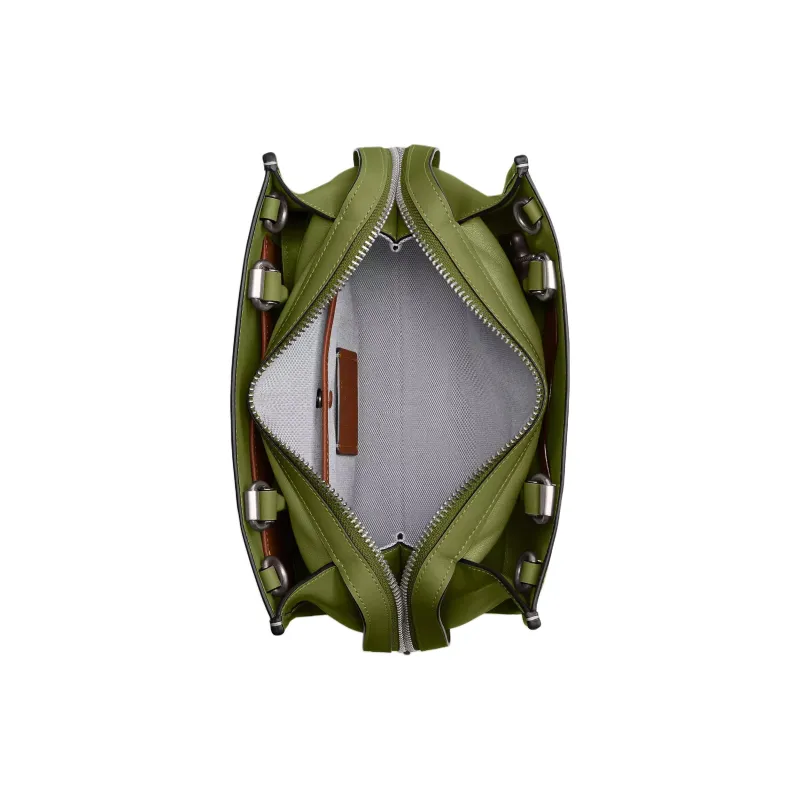 COACH Rogue Glove Tanning Shoulder Bag Crossbody Bag Handbag Medium Size Women's Silver Deep Lime Gray-3