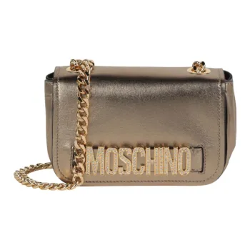 MOSCHINO Leather Shoulder Bag Crossbody Bag Women's Gold