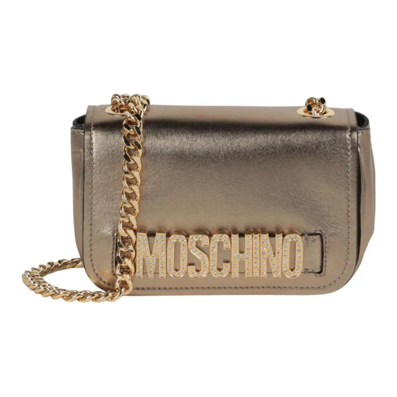 MOSCHINO Leather Shoulder Bag Crossbody Bag Women's Gold-0