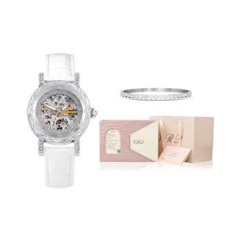 VRQ Athena Series Automatic Mechanical Movement Genuine Leather Strap Watch Women's Watch Cut Out Dial