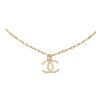 CHANEL Metal, Rhinestone Necklaces Women's Gold