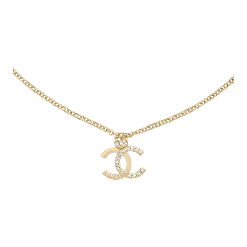 CHANEL Metal, Rhinestone Necklaces Women's Gold-0