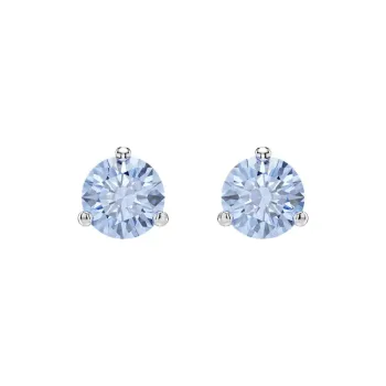 Swarovski Rhodium Plated Stud Earrings Unisex Blue