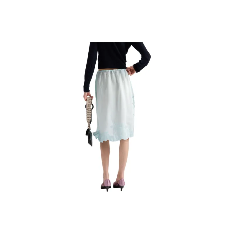PRADA FW24 Casual Long Skirt Women's Green-3