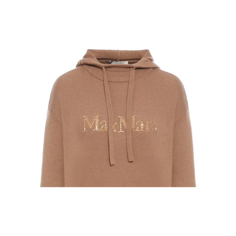 'S MAX MARA Logo Embellished Knitted Hoodie-4