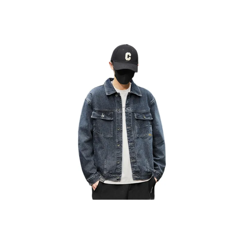 Tonlion Denim Jacket Men's Blue Gray-0
