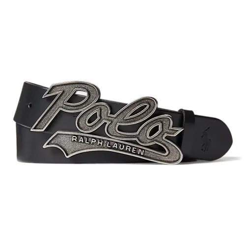 Polo Ralph Lauren Calfskin Leather Belts Men's Black Width: 3.8CM