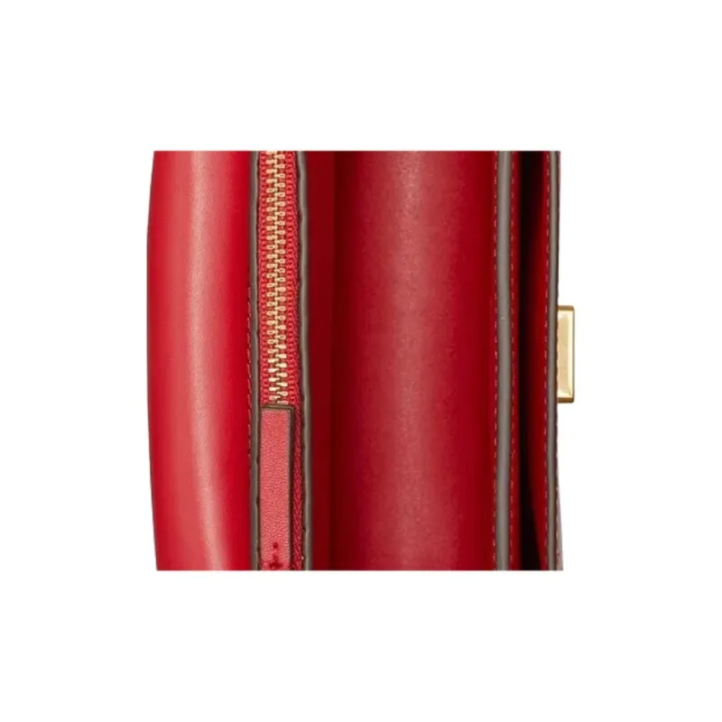 TORY BURCH Eleanor Crocodile Leather With Cow Leather Shoulder Bag, Crossbody Bag Women's Red-4