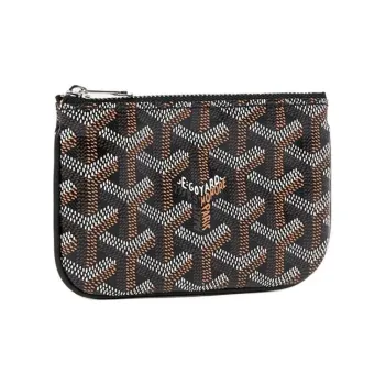 GOYARD Canvas With Calfskin Key Pouch Unisex Black