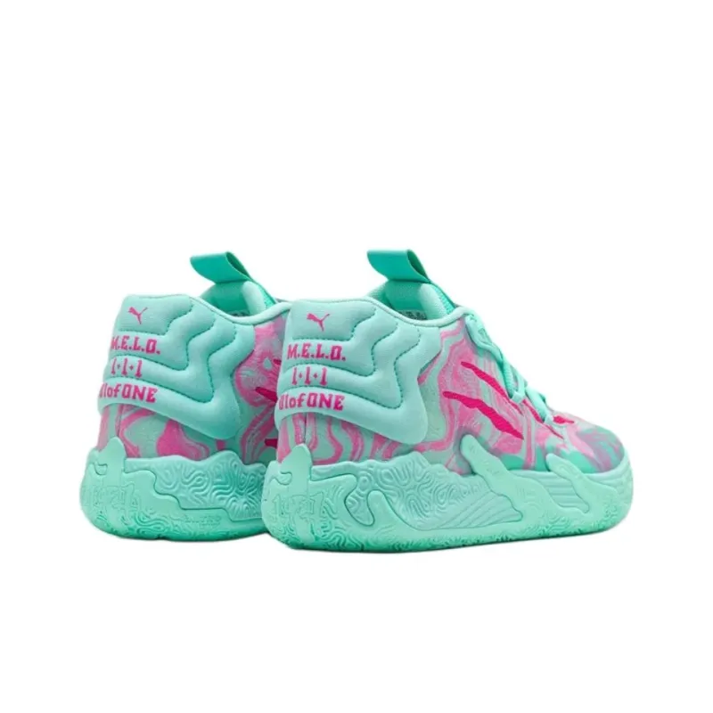 PUMA MB.03 Anti Slip Wear Resistant Mid Top Children's Basketball Shoes Green Teenagers-4