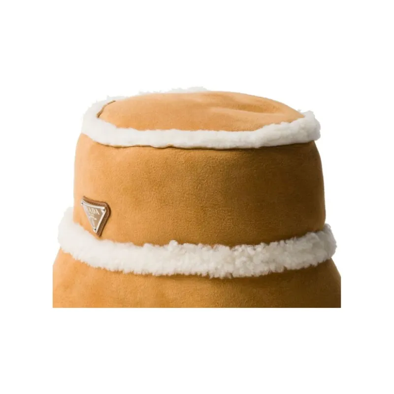 PRADA Suede Shearling Bucket Hat-2