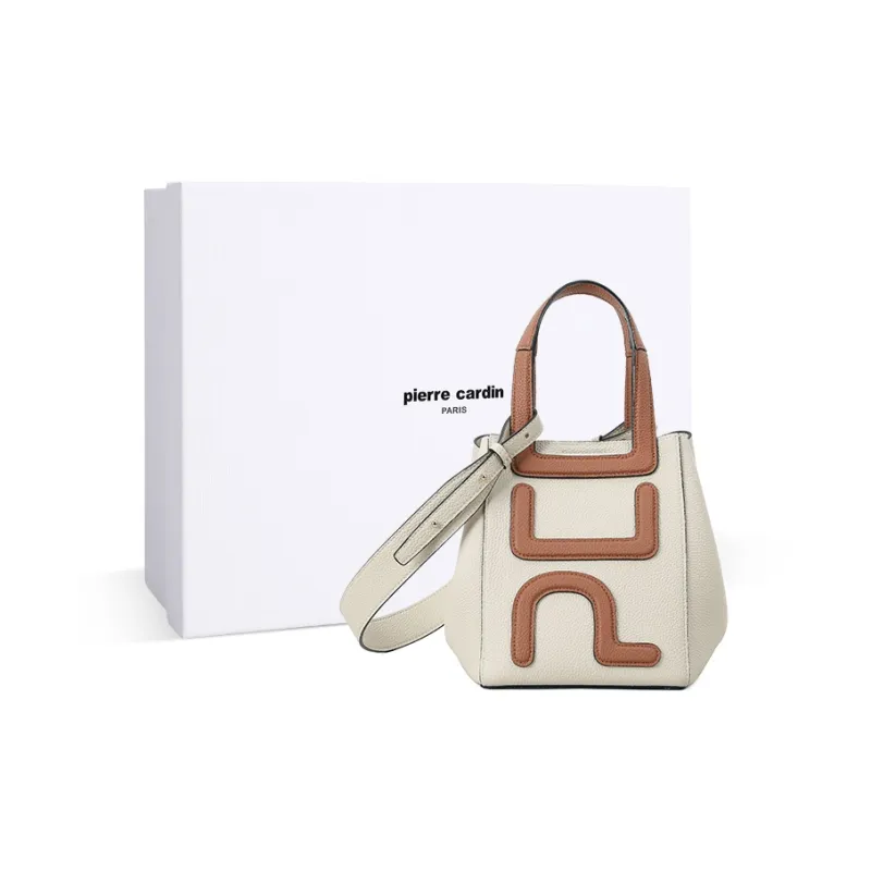 PIERRE CARDIN Leather Tote Bag Versatile Commute Shoulder Bag Women's-1