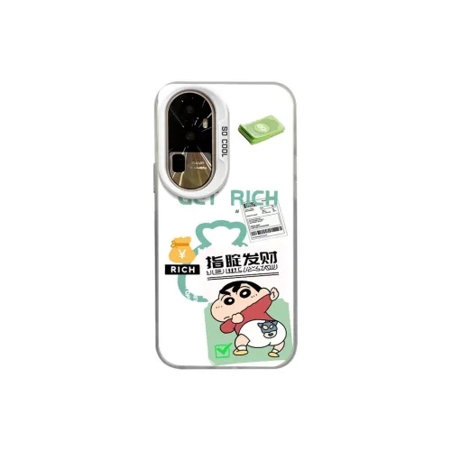 LONGYUGU Silicone Material Cute Crayon Shin Chan Prosperity Phone Case Compatible With All OPPO RENO Collection Models