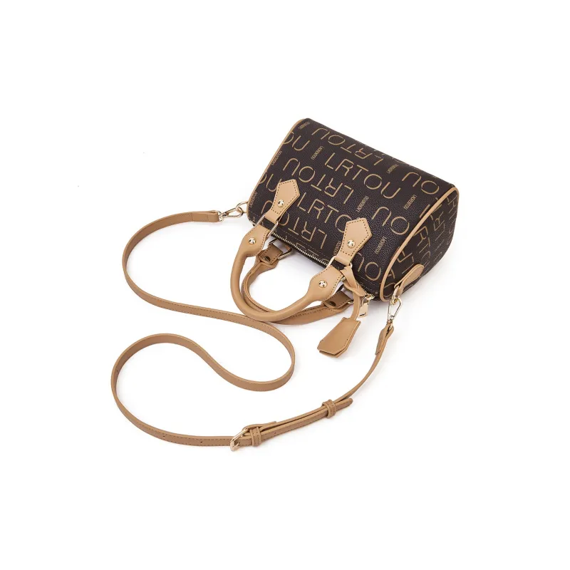 Old Man's Head Synthetic Leather One Shoulder Handbags Women's Coffee-3