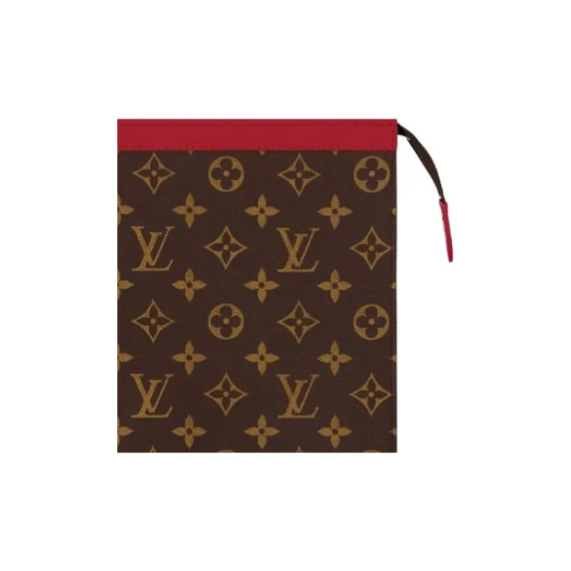LOUIS VUITTON Pochette Voyage Leather Trim Clutch Regular Men's Red & Brown-3