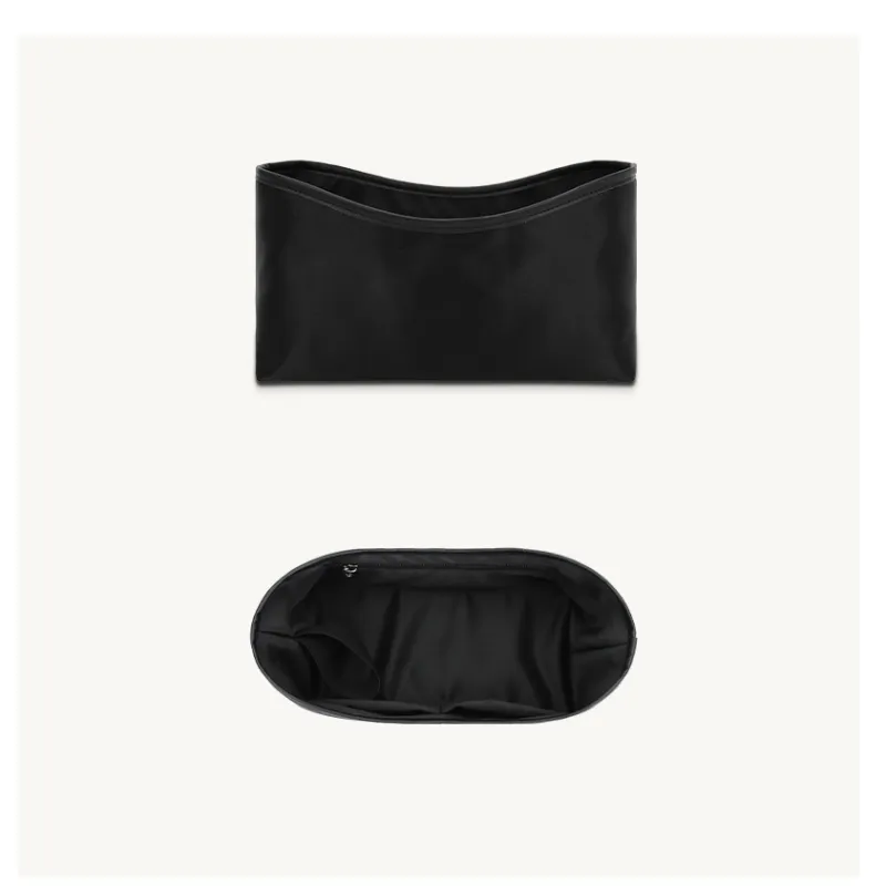 Tide Satin Medium Bag With Shape Maintaining Storage Lining Interior Pocket And Built in Bag Accessory Unisex Black-6