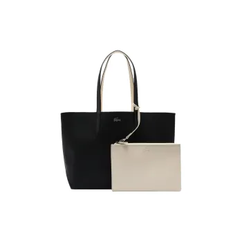 LACOSTE PVC Tote Bag Shopping Bag Handbag Women's Black & Pink