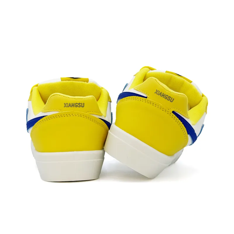 XIANGSU Anti Slip Wear Resistant Low Top Skateboard Shoes Women's White Yellow Blue-3