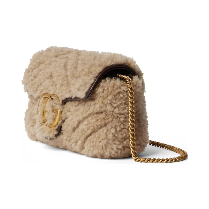 GUCCI Marmont Wool Shoulder Bag, Crossbody Bag Extra Mini Women's Light Brown-1