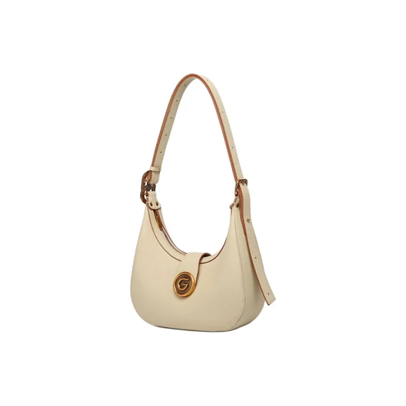 GELANNI Cow Leather Shoulder Bag Regular Women's Ecru/Black/Brown-3
