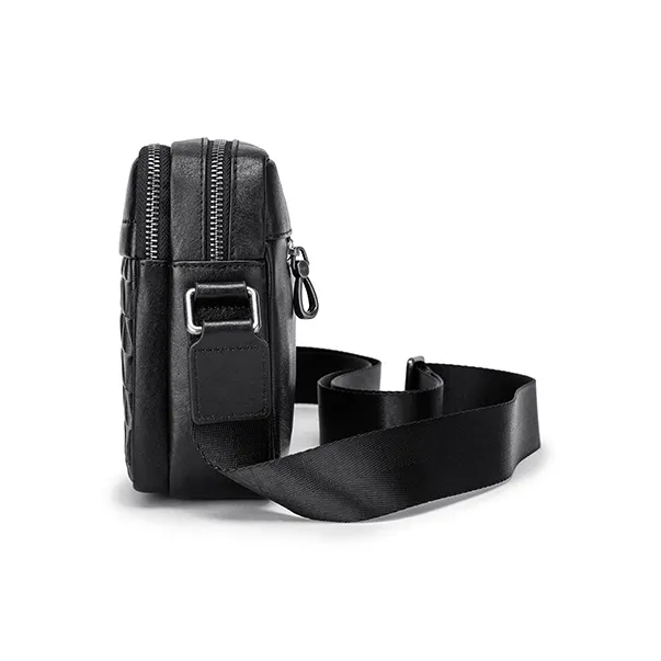 FAIRWHALE Top Grain Cow Leather Messenger Bag Shoulder Bag Men's Black-2