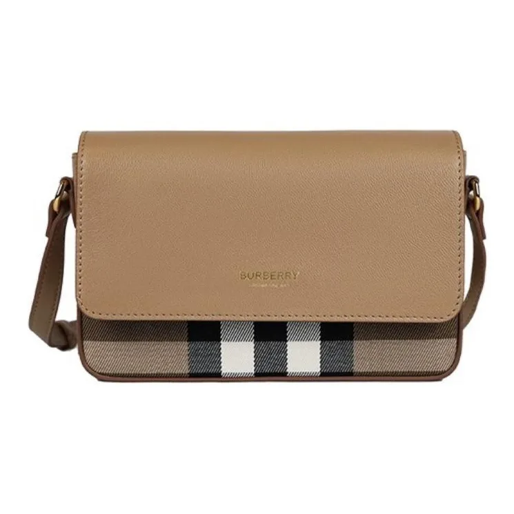 Burberry Calfskin Shoulder Bag, Crossbody Bag Women's Beige-4