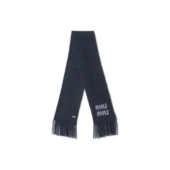 MIU MIU Wool Knit Scarves Women's Blue