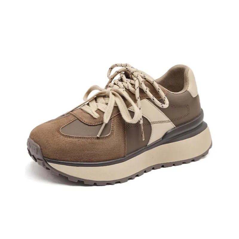 AGSDON Casual Shoes Women's Low Top Beige/Pink-7