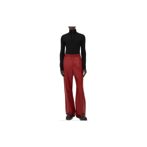 Bottega Veneta Leather Pants Men Red Wood Color