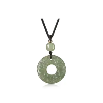BYTHERE Hetian Jade Necklace Pendant, Gift For Boyfriend, Advanced Box Green Jade Unisex